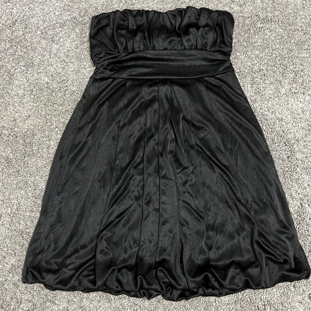 Forever 21 Vintage Black Strapless Satin Cocktail Bubble Dress size Small